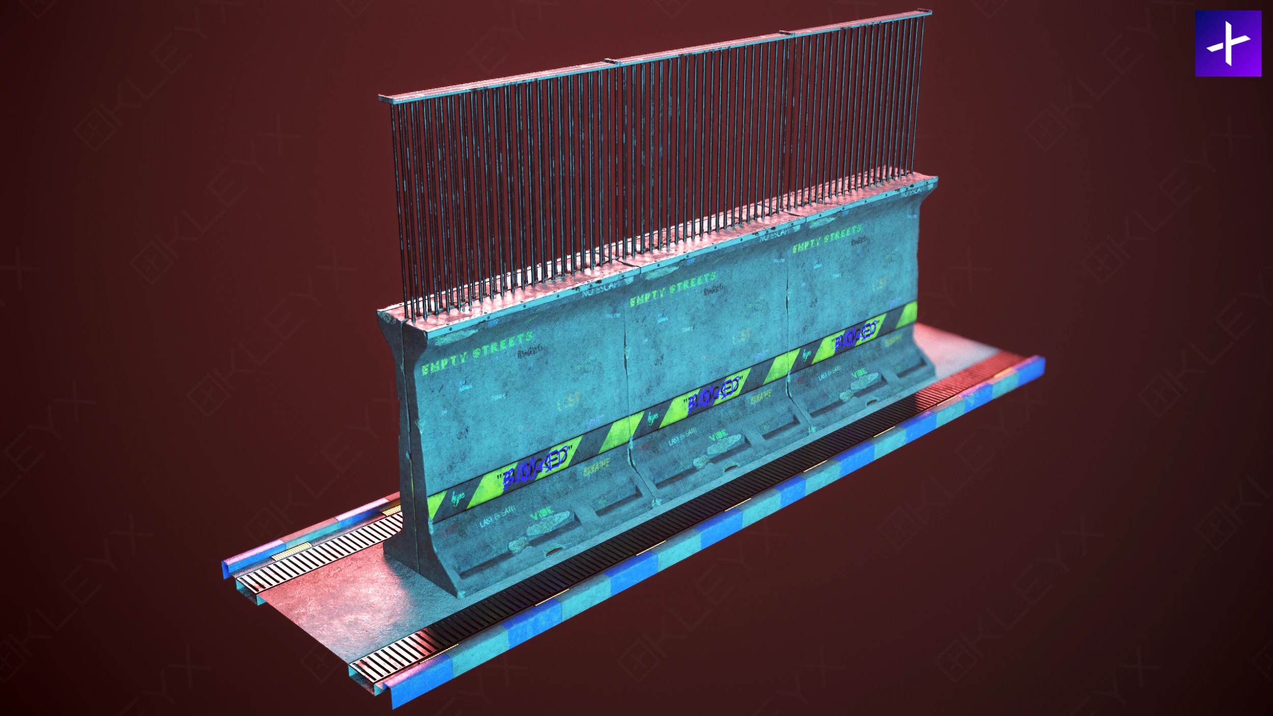 Bridge Concrete Barrier 3D Model .c4d .max .obj .3ds .fbx .stl .blend 