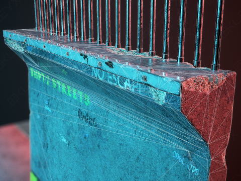 교량 콘크리트 장벽 3D 모델