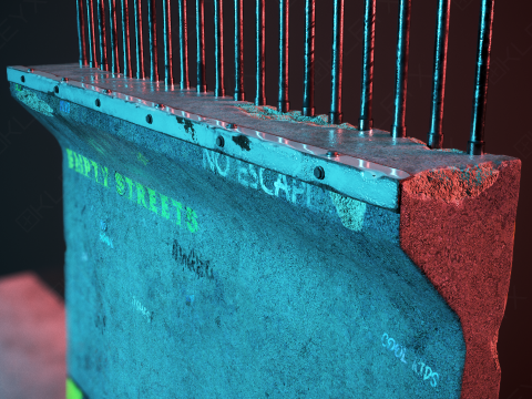 교량 콘크리트 장벽 3D 모델