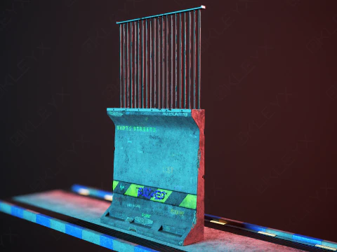 Bridge Concrete Barrier 3D Model