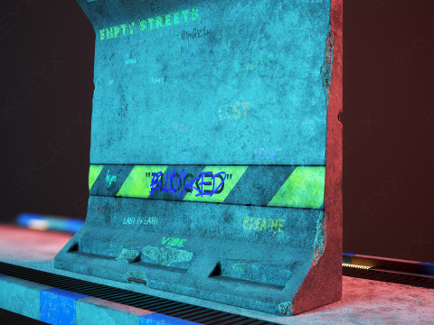 교량 콘크리트 장벽 3D 모델