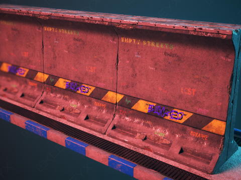 교량 콘크리트 장벽 3D 모델