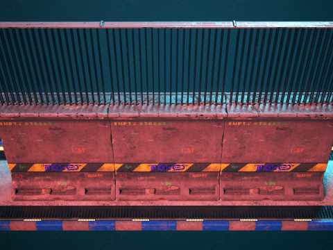 교량 콘크리트 장벽 3D 모델