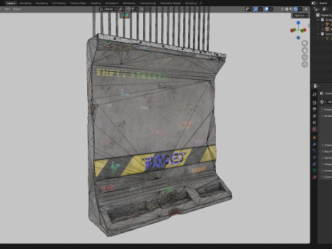 교량 콘크리트 장벽 3D 모델
