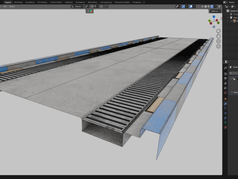 교량 콘크리트 장벽 3D 모델