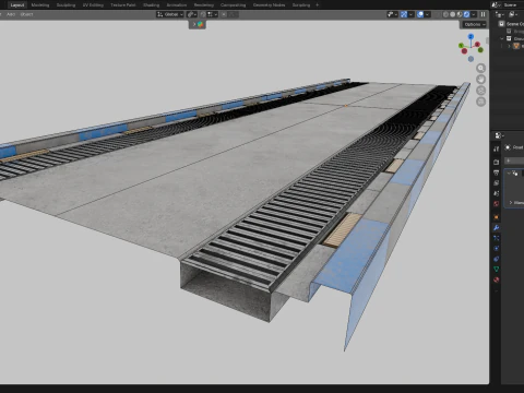 Bridge Concrete Barrier 3D Model