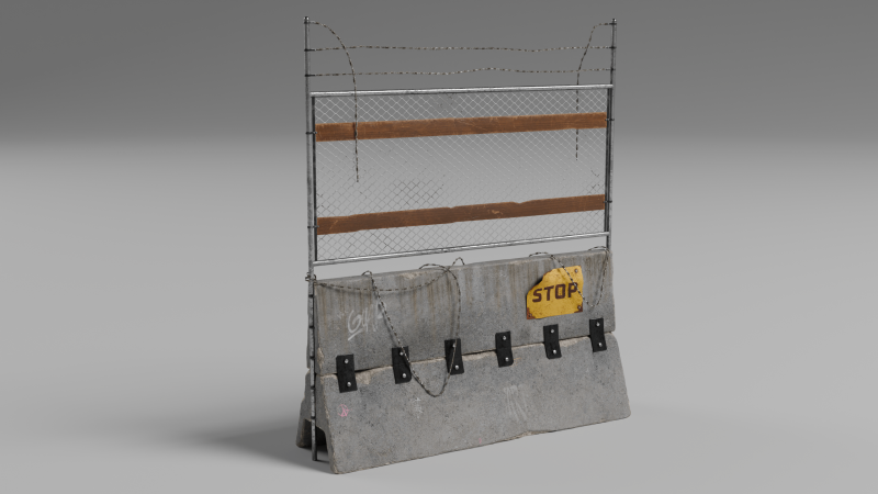 Penghalang Beton - Pagar Model 3D .c4d .max .obj .3ds .fbx .stl .blend 