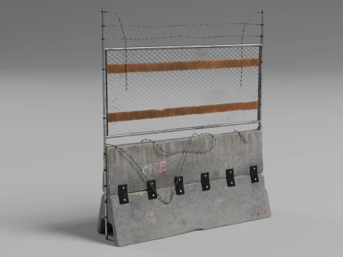 Concrete Barrier - Fence 3D Model
