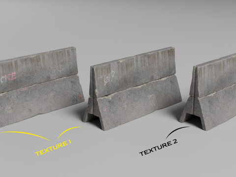 Penghalang Beton - Pagar Model 3D