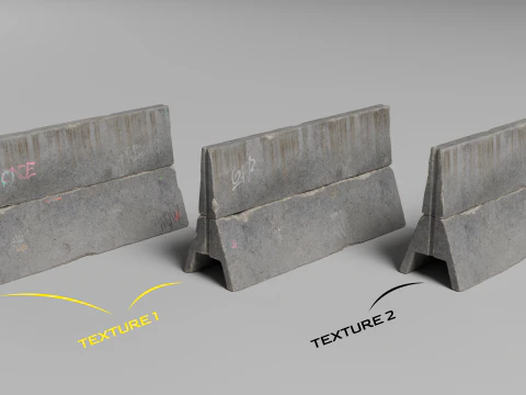 Concrete Barrier - Fence 3D Model