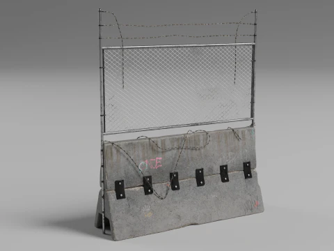 Concrete Barrier - Fence 3D Model