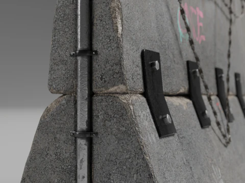 Concrete Barrier - Fence 3D Model