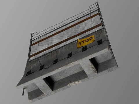 Concrete Barrier - Fence 3D Model