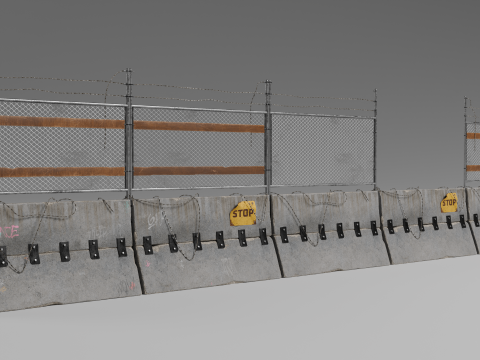 Penghalang Beton - Pagar Model 3D