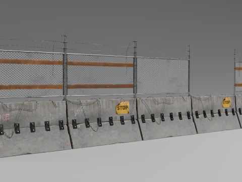 Concrete Barrier - Fence 3D Model