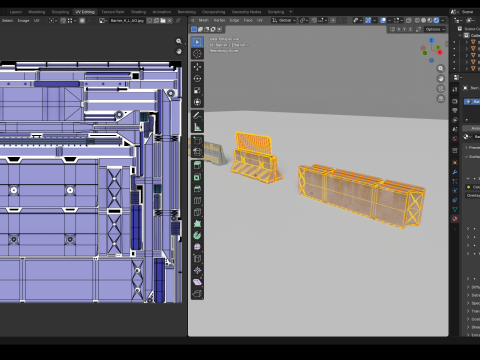 混凝土屏障套件 3D 模型