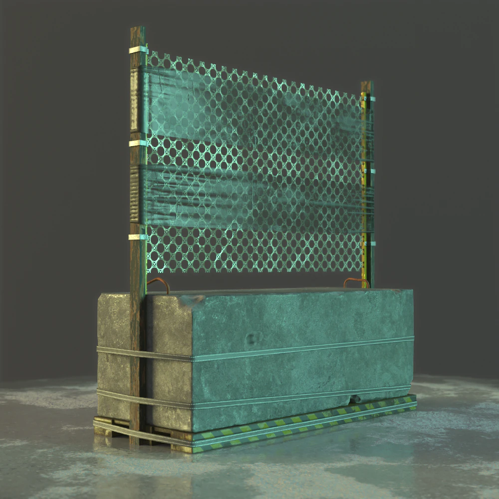Concrete Barrier Prop 3D Model .c4d .max .obj .3ds .fbx .stl .blend 