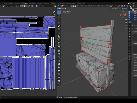 कंक्रीट बैरियर प्रॉप 3D मॉडल