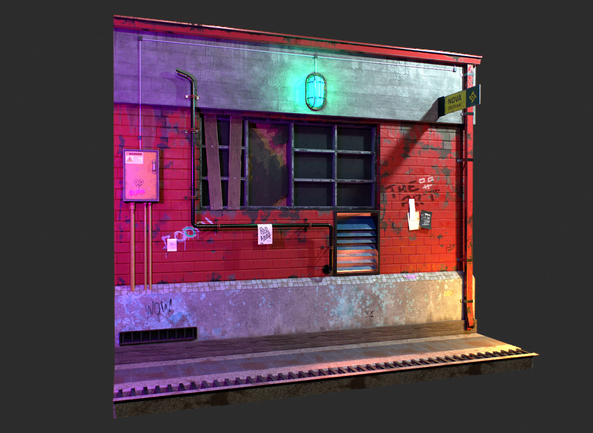 BrickVent Utility Wall 3D Model .c4d .max .obj .3ds .fbx .stl .blend