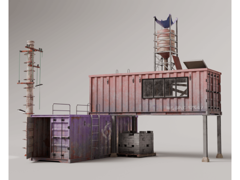 배송 컨테이너 하우스 소품 3D 모델