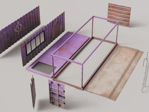 Shipping Container House Props 3D Model