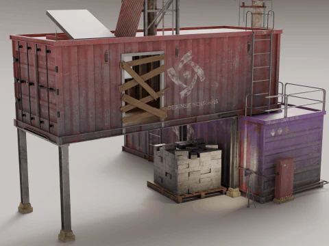 Shipping Container House Props 3D Model