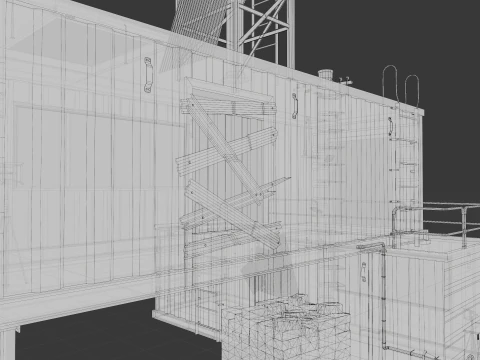 Shipping Container House Props 3D Model