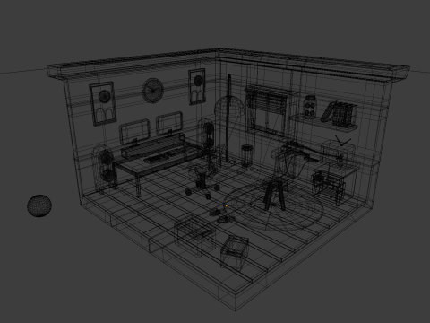 Conjunto de console retrô de mesa completa para sala isométrica baixa poli Modelo 3D