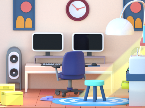 Conjunto de console retrô de mesa completa para sala isométrica baixa poli Modelo 3D