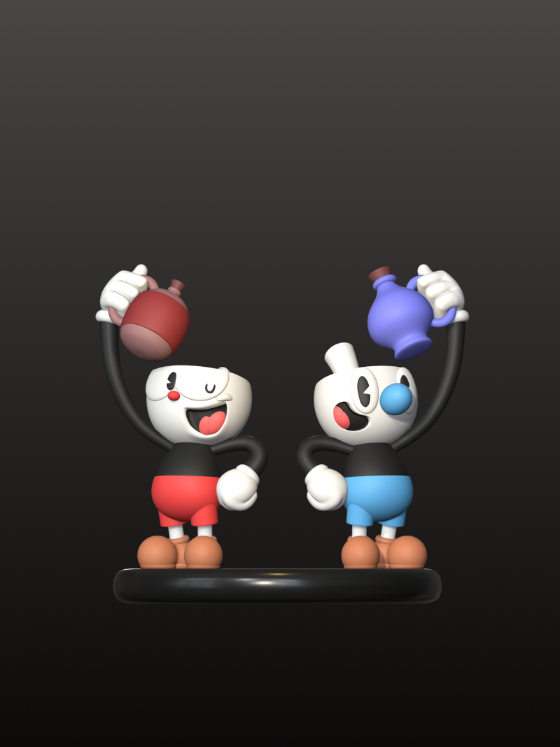 カップヘッドとムグヘッド 3Dプリントモデル .c4d .max .obj .3ds .fbx .stl .blend