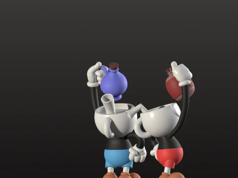 CUP HEAD and MUG HEAD 3D Print Model