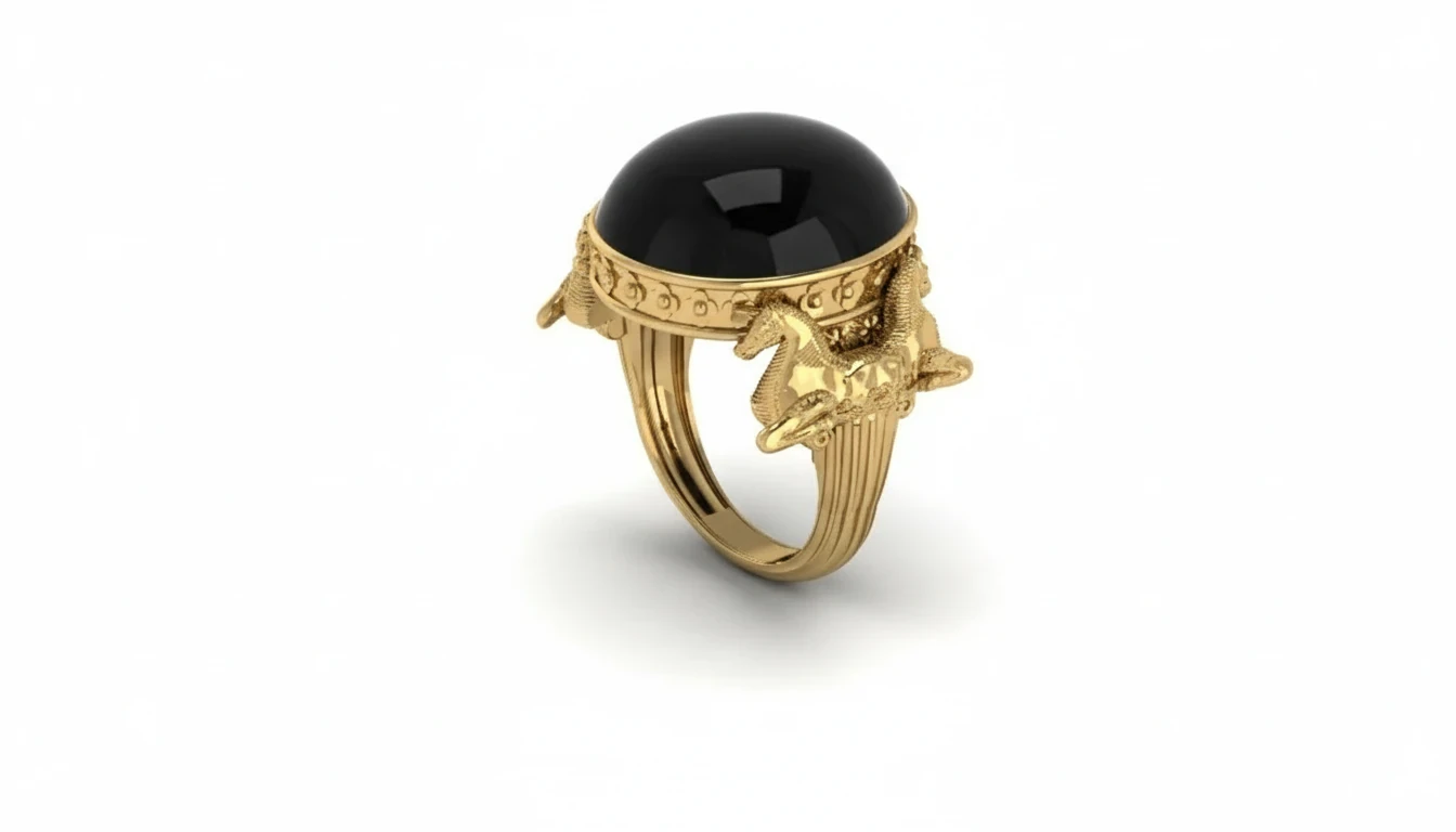 Royal Persepolis Ring - Double Horse Head Style 3D Print Model .c4d .max .obj .3ds .fbx .stl .blend 