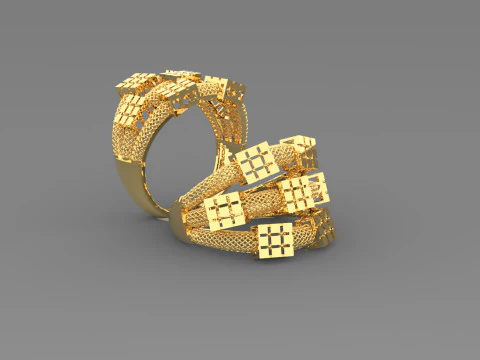 Anello in maglia intrecciata di lusso con treccia dorata di Cleopatras leggero Modello di stampa 3D