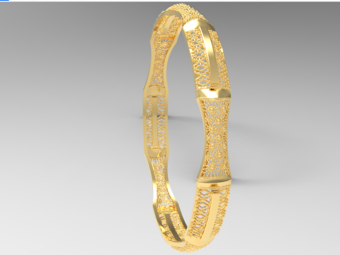豪华金手镯 - 复杂的金丝蕾丝图案 - 3D 打印就绪 3D 打印模型