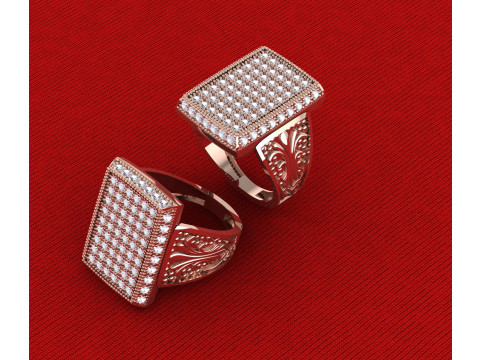 皇家巴洛克全密镶矩形图章轻质坚固-3DM-STL 3D 打印模型