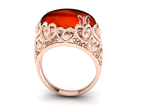 Dreamy Love Enchanted Butterfly Heart Ring Print Ready-3DM-STL 3D Print Model