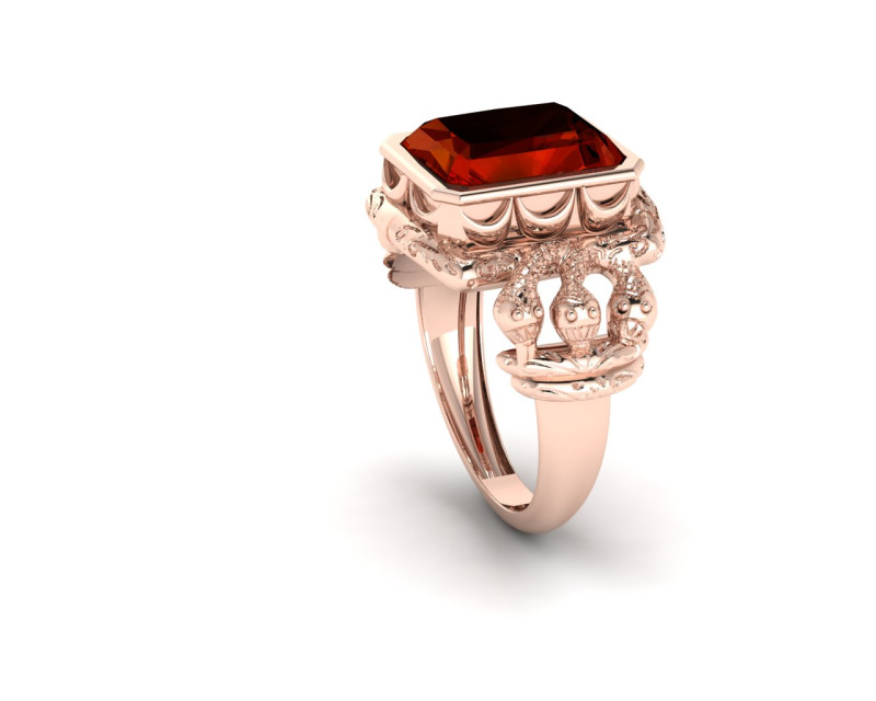 Cincin Solitaire Potongan Zamrud Ular Penjaga Cetak Detail Tinggi Siap-3DM-STL Model Cetak 3D .c4d .max .obj .3ds .fbx .stl .blend
