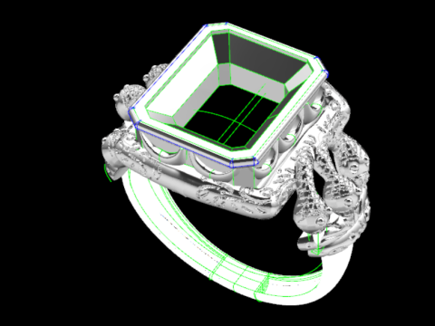 Cincin Solitaire Potongan Zamrud Ular Penjaga Cetak Detail Tinggi Siap-3DM-STL Model Cetak 3D