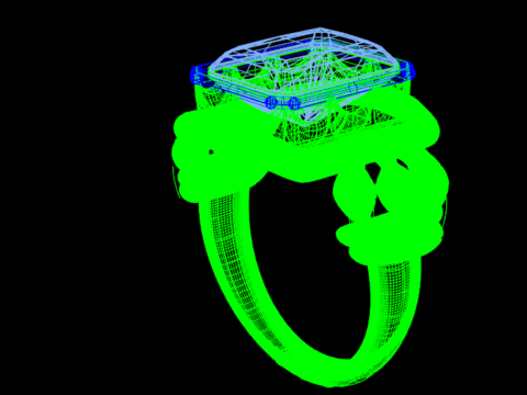 Cincin Solitaire Potongan Zamrud Ular Penjaga Cetak Detail Tinggi Siap-3DM-STL Model Cetak 3D