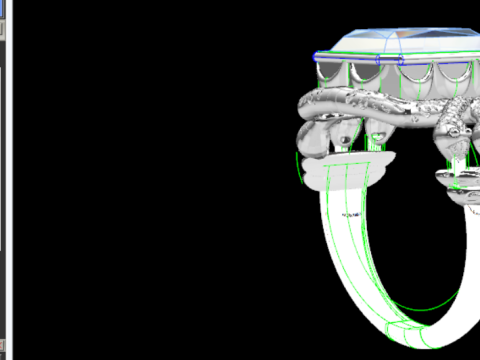 Cincin Solitaire Potongan Zamrud Ular Penjaga Cetak Detail Tinggi Siap-3DM-STL Model Cetak 3D