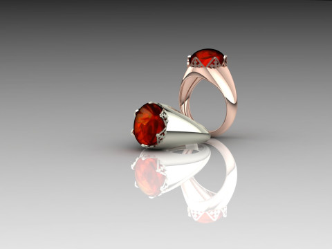 Cincin Gunung Geometris Modern Trinitas Alpine Cetak Padat Siap-3DM-STL Model Cetak 3D