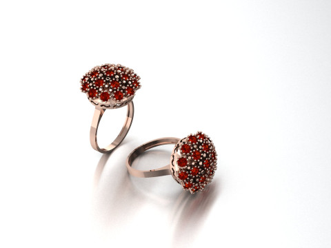 猩红色银河大多石簇戒指鸡尾酒风格 - 打印就绪-3DM-STL 3D 打印模型