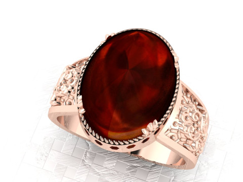 Sultans Legacy Grand Oval Signet Ring Engraved Shank Halo Setting - Print Ready-3DM-STL 3D Print Model