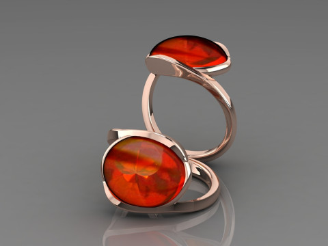 Modern Orbit Solitaire Bypass Ring Large Center Stone Wrap Design - Print Ready-3DM-STL 3D Print Model