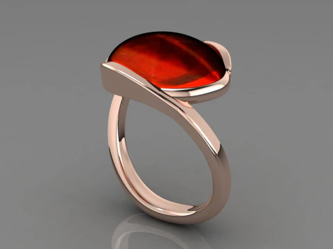 Modern Orbit Solitaire Bypass Ring Large Center Stone Wrap Design - Print Ready-3DM-STL 3D Print Model