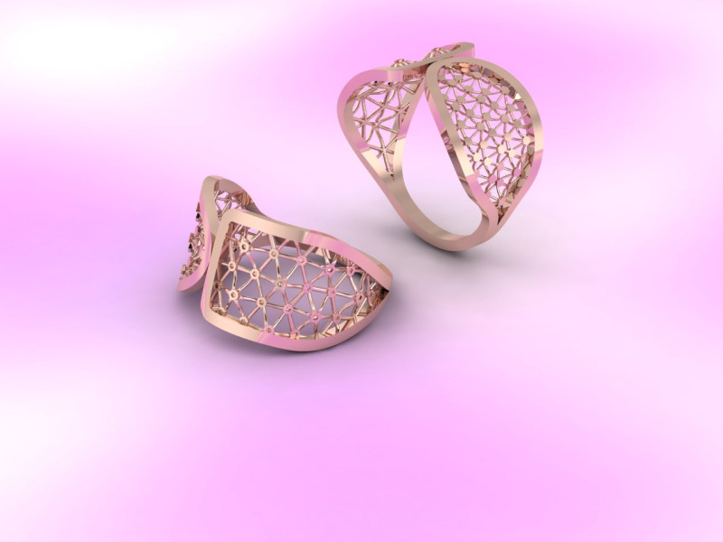 Modern Architectural Open Ring Hexagon Grid Lattice 3DM Source STL 3D Print Model .c4d .max .obj .3ds .fbx .stl .blend 