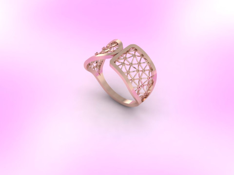 Modern Architectural Open Ring Hexagon Grid Lattice 3DM Source STL 3D Print Model