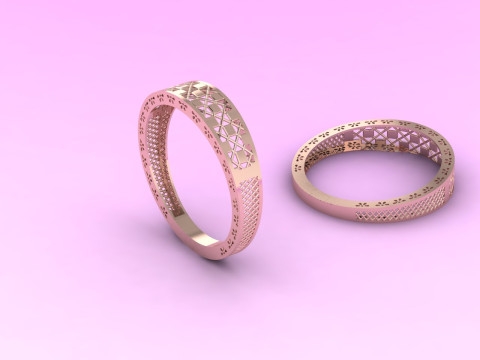 Geometric Diamond Lattice Eternity Band Modern Grid Design 3DM Source STL 3D Print Model