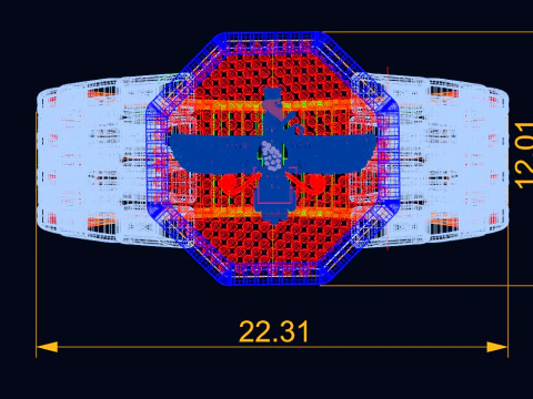 Faravahar Persian Emblem Signet Ring Hexagon Watch-Link Band 3DM STL Source 3D Print Model