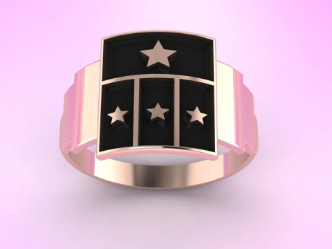 Imperial Constellation Grand Star Signet Ring Luxe Art Deco embleem 3DM STL 3D printmodel